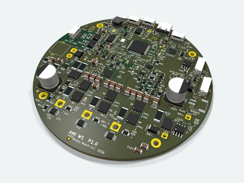 Round motor drive circuit board, 3D render